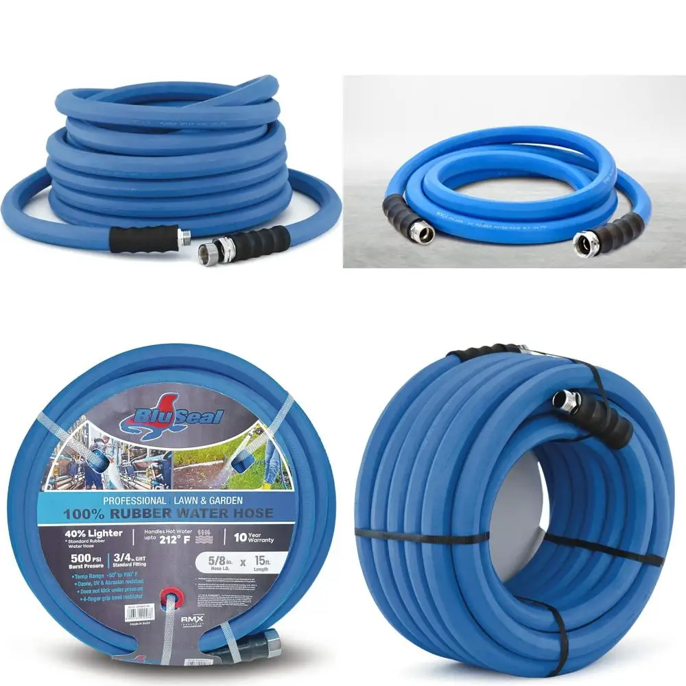 

High-Strength Cold and Hot Water-Resistant Rubber Garden Hose, Lightweight, Durable, 500 PSI, 50F-190F, Ultra-Lightweight and Su