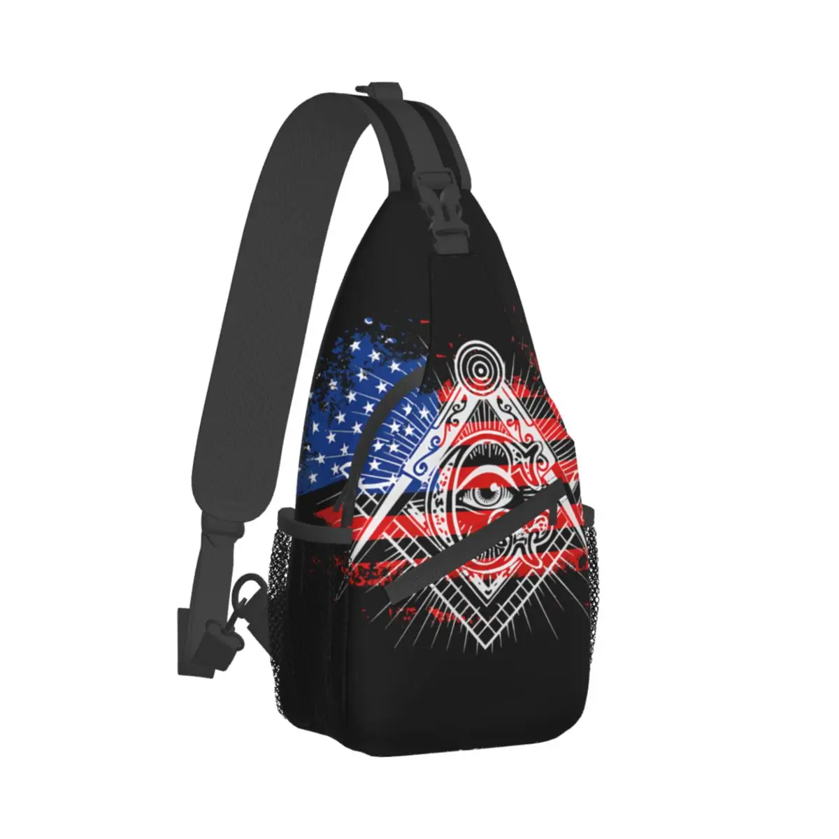 

USA Flag Splatter Crossbody Chest Bags Freemasonry Pockets Travel Pack Messenger Sports Teens Shoulder Bag Unisex