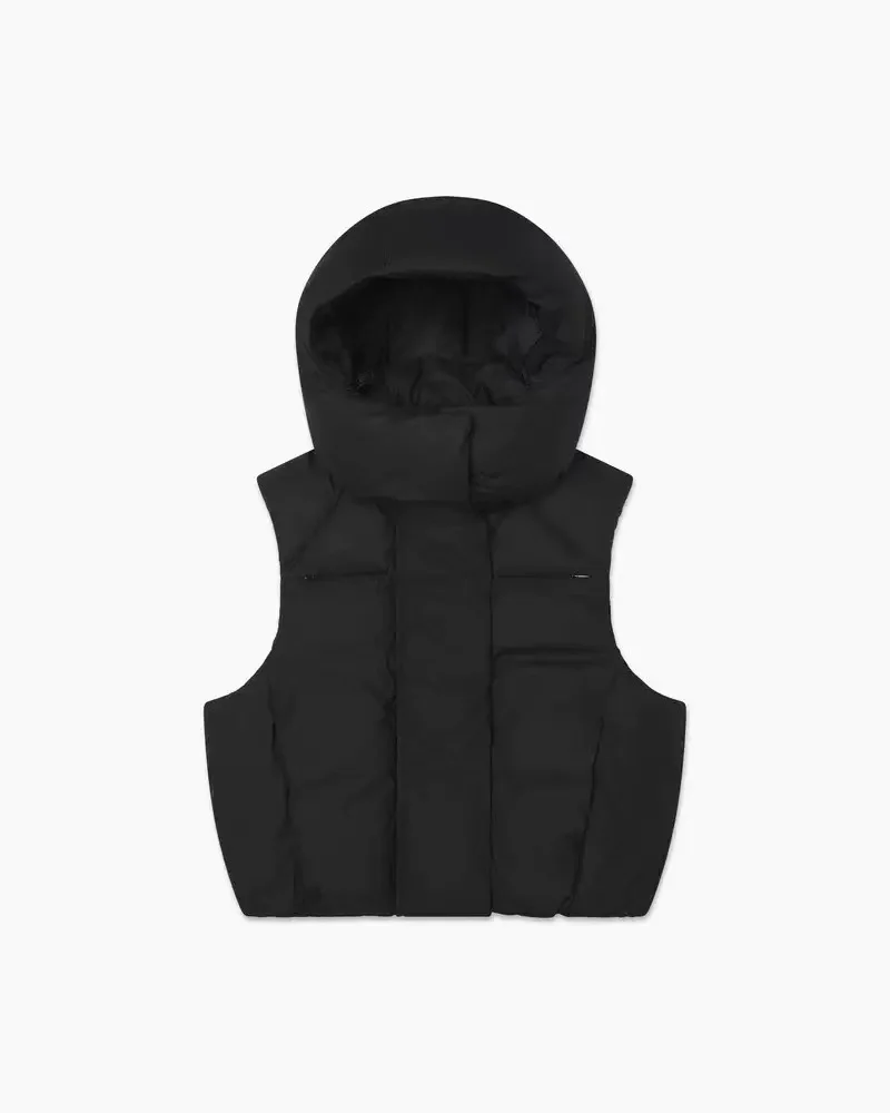 

KHY Kylie's same style hooded vest cotton jacket DROP002 series slim fit zip-up stand collar top for women