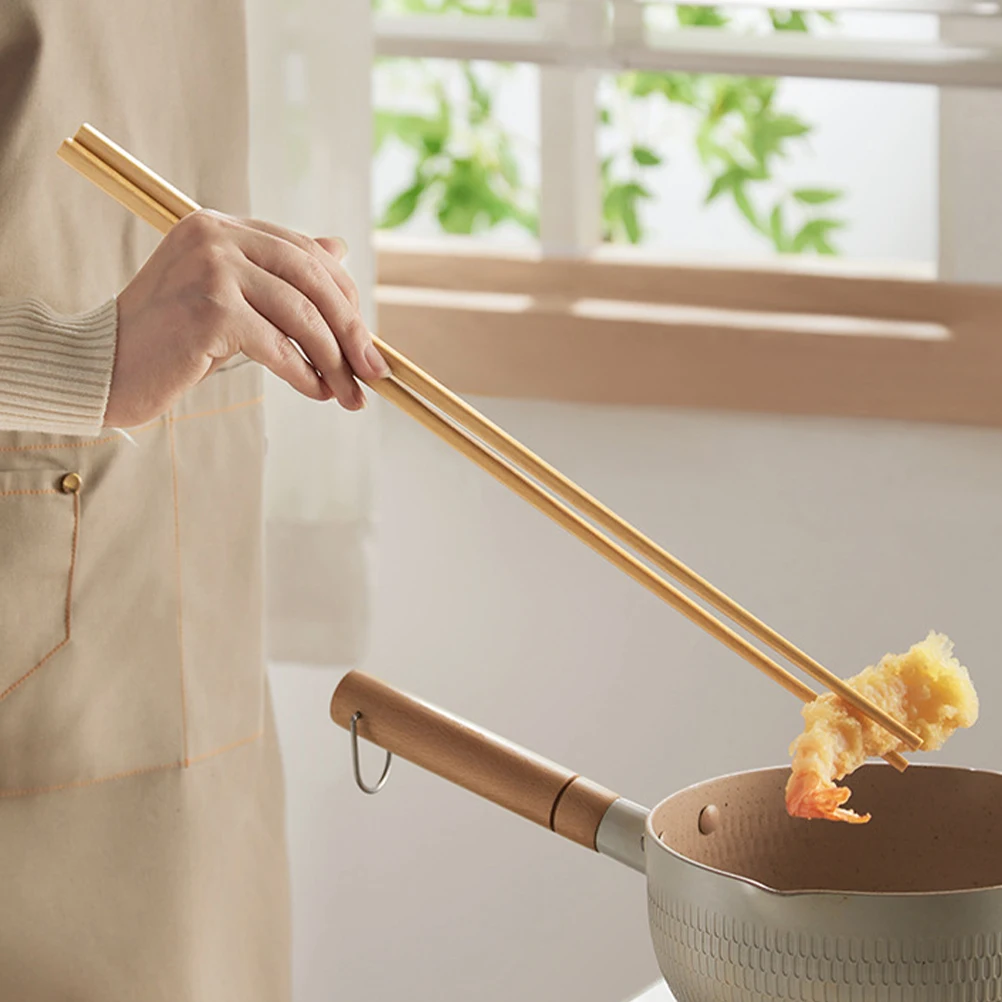 

2 Pairs Extended Hotpot Chopsticks Random Color Wood Kitchen Cooking Noodle Long Food