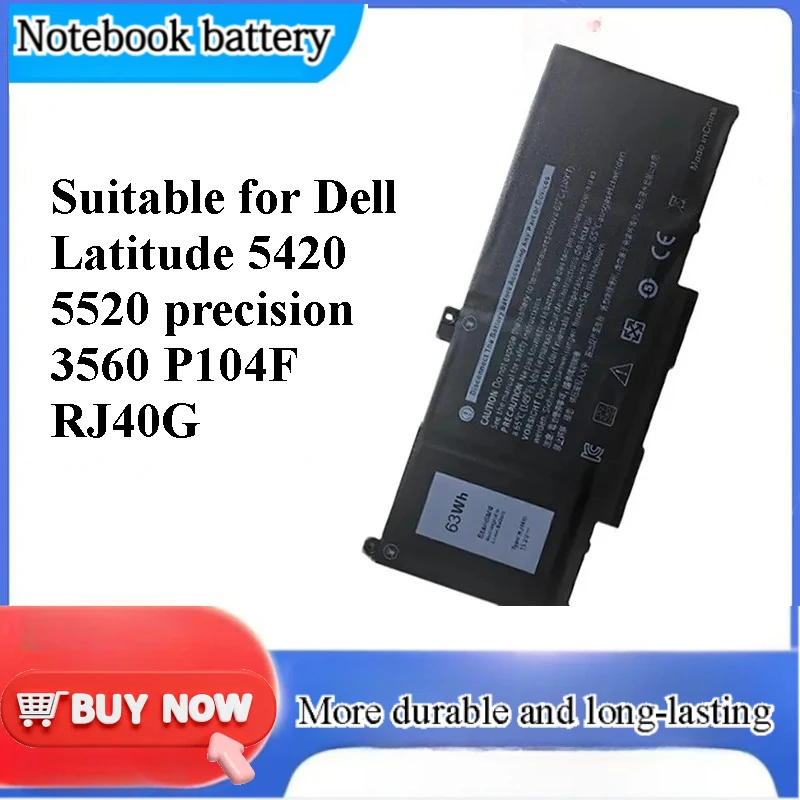 for Latitude 5420 5520 Precision 3560 P104F RJ40G Laptop Battery Replacement High Capacity Rechargeable Li-ion Power