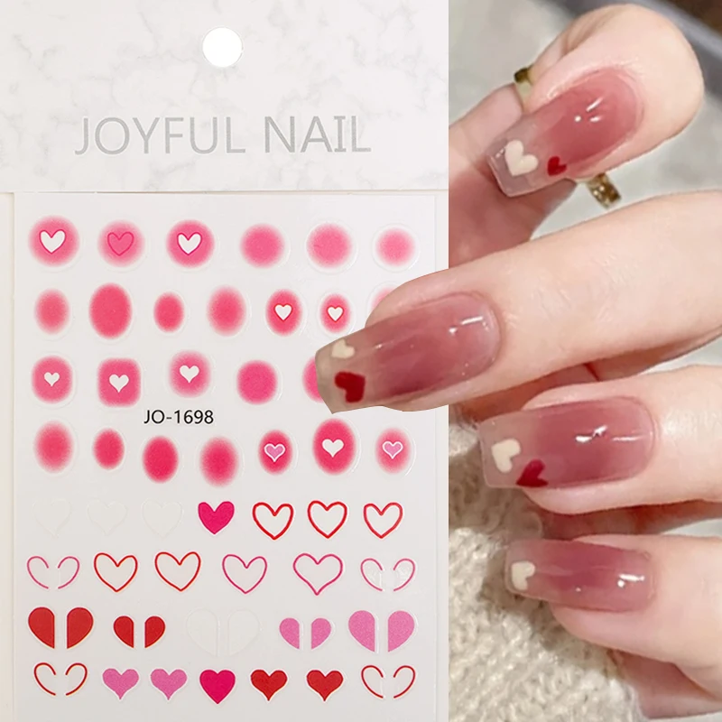 

Gradient Blush Nail Sticker Jelly Red Pink Blush Star Cute Nail Design Sliders Japanese Style Translucent Gel Polish Wraps Decal