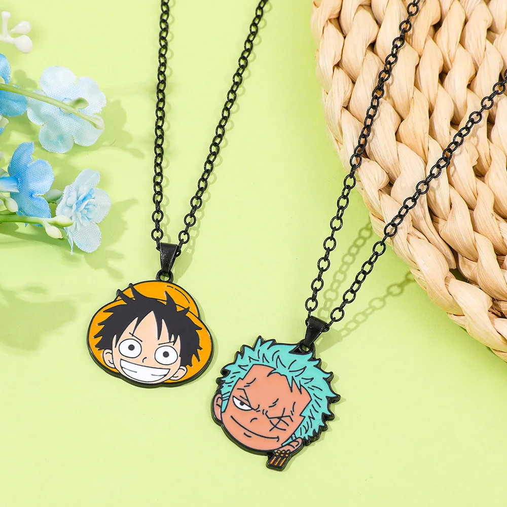 Anime One Piece Necklace Cartoon Characters Monkey D. Luffy Roronoa Zoro Metal Badge Pendant Necklace Collar Jewelry Accessories - view 4