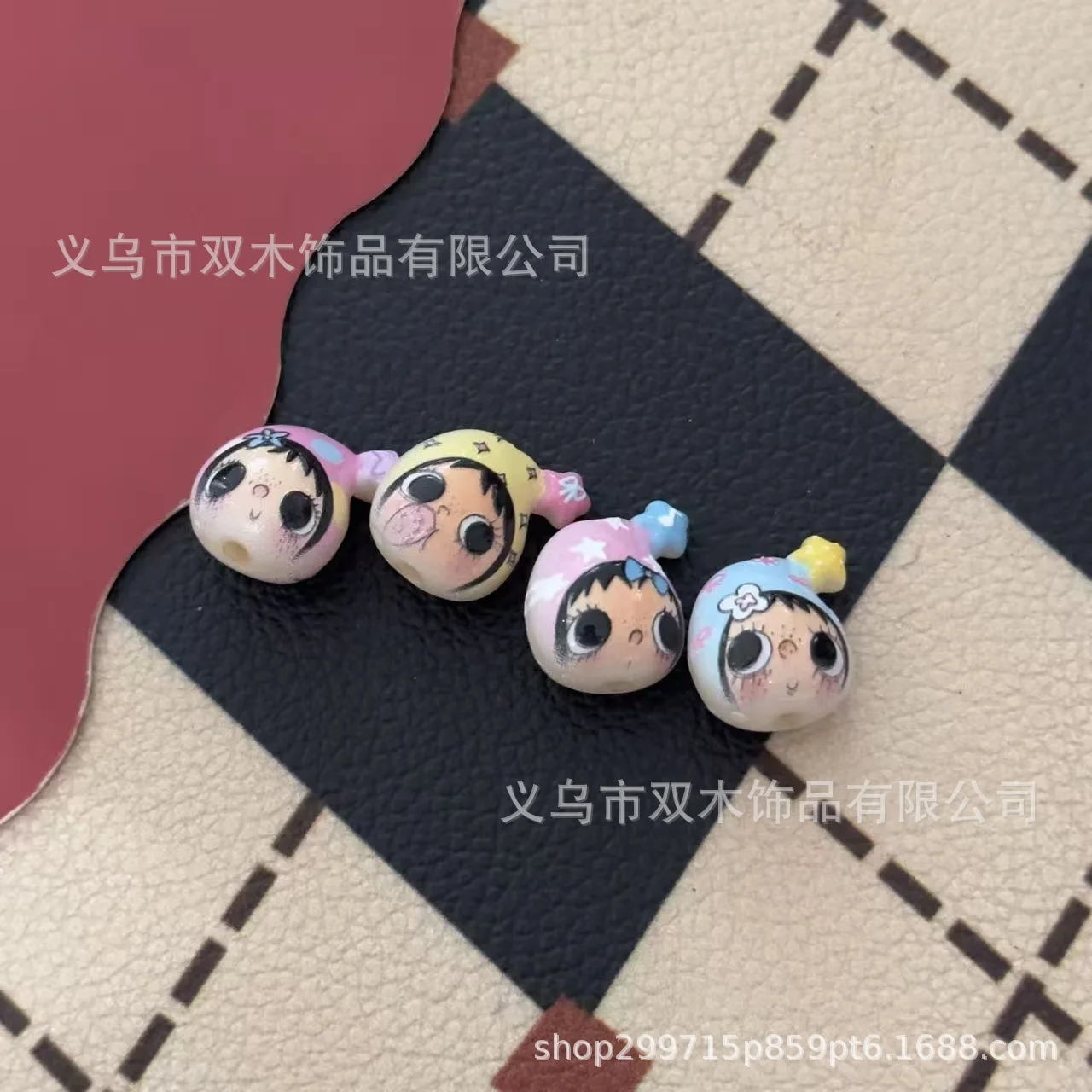 10pcs printed relief star hat yuyu avatar bead DIY mobile phone chain bag trailer hanging keychain accessories - view 6