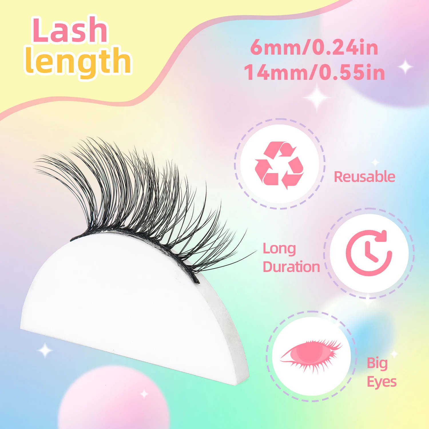 مجموعة رموش صناعية نصف رموش صناعية طويلة وديناميكية باللون الأسود مكونة من 10 أزواج #5