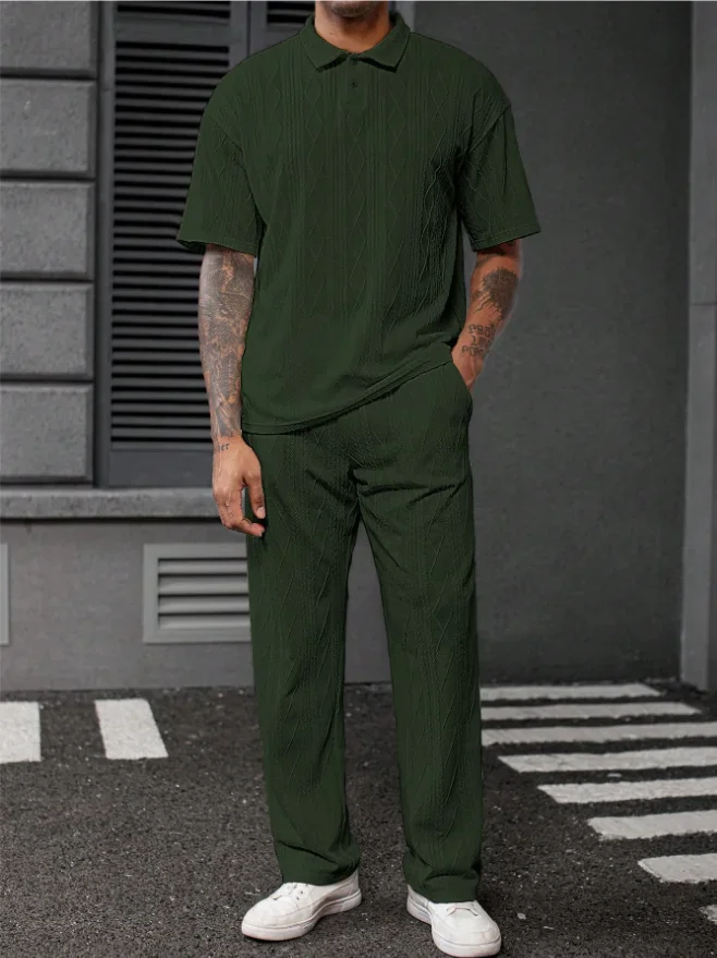 

Мужская сезонная рубашка поло и брюки с рисунком тай-дай на весну и осень, повседневная спортивная праздничная одежда, повседневная двухсекционная одежда