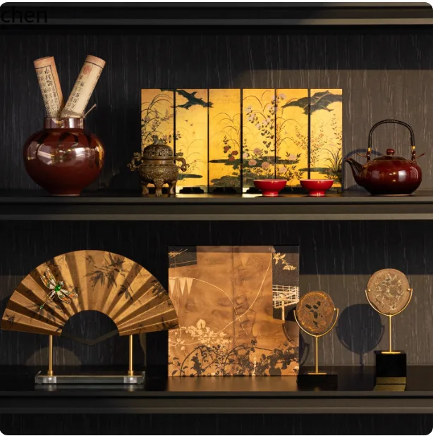 CZ  Tea Room Study Office Curio Rack Atmosphere Decoration Ornament Song Dynasty Aesthetics National Style Decorative Items