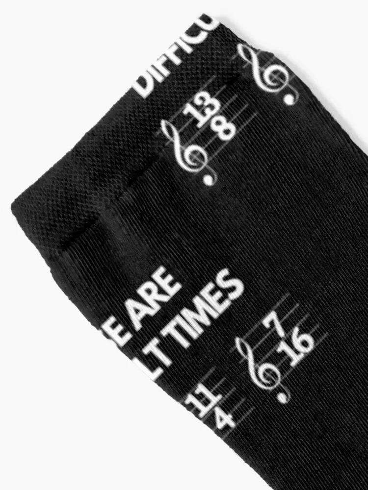 These Are Difficult Times Funny Musician Teacher Pun Socks cute new in's floor cartoon Socks Men Women's