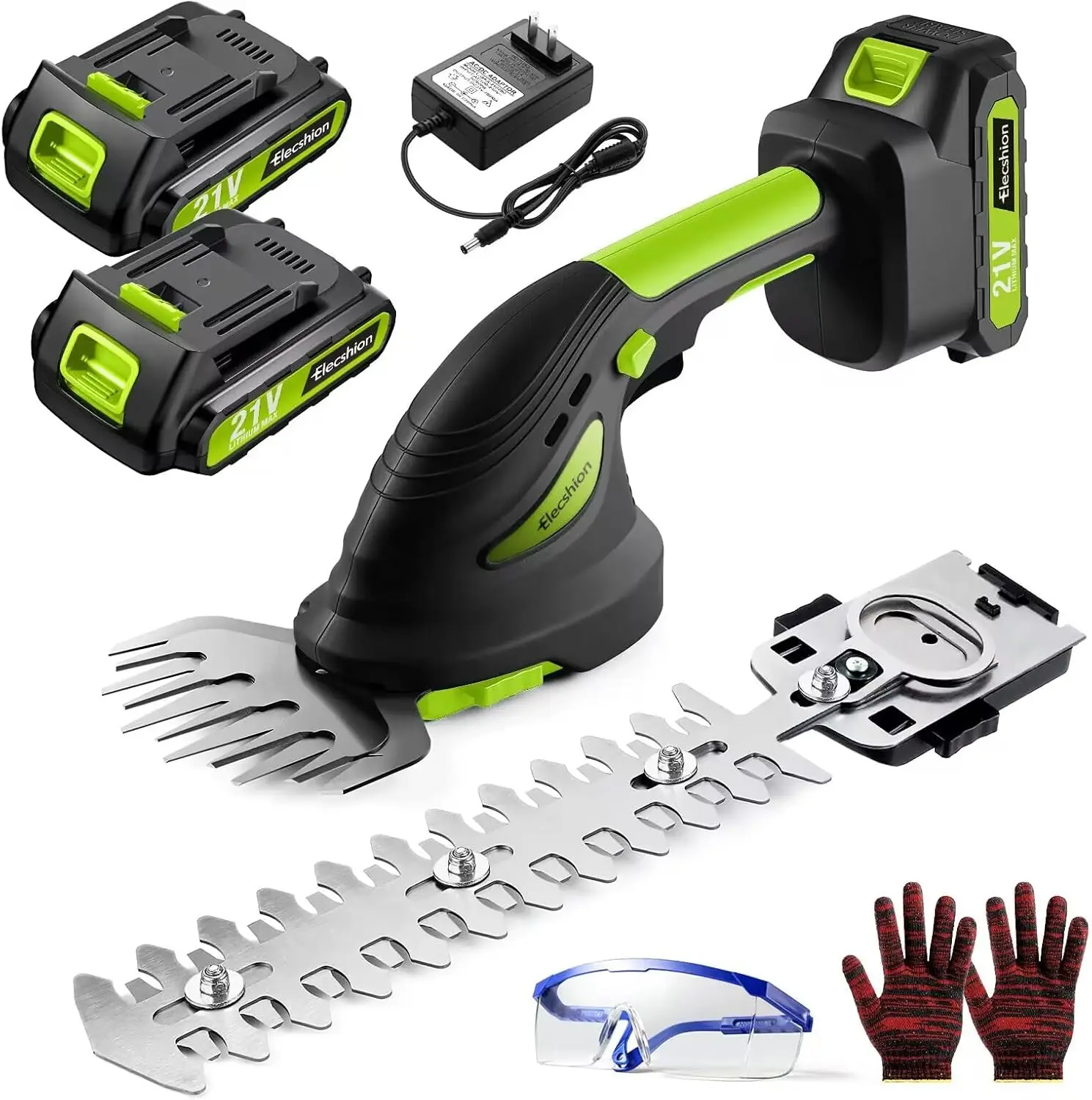 

Аккумуляторный кусторез 21В, 2 шт. в комплекте с аккумулятором и зарядным устройством, электрический триммер 2-в-1 для сада, газона и двора