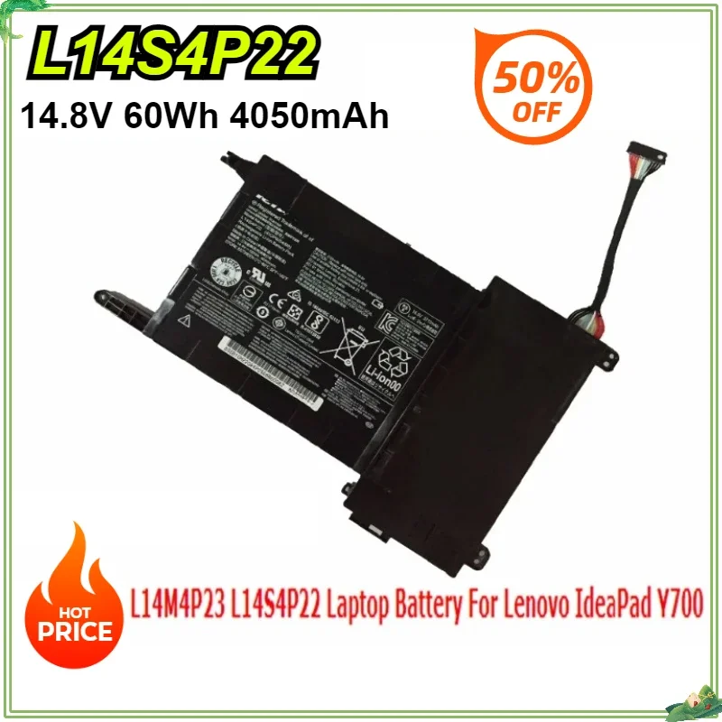 

New L14M4P23 L14S4P22 Laptop Battery for Lenovo IdeaPad Y700 Y701 Y700-17iSK Y700-15ISK 5B10H22084 14.8V 60Wh 4050mAh