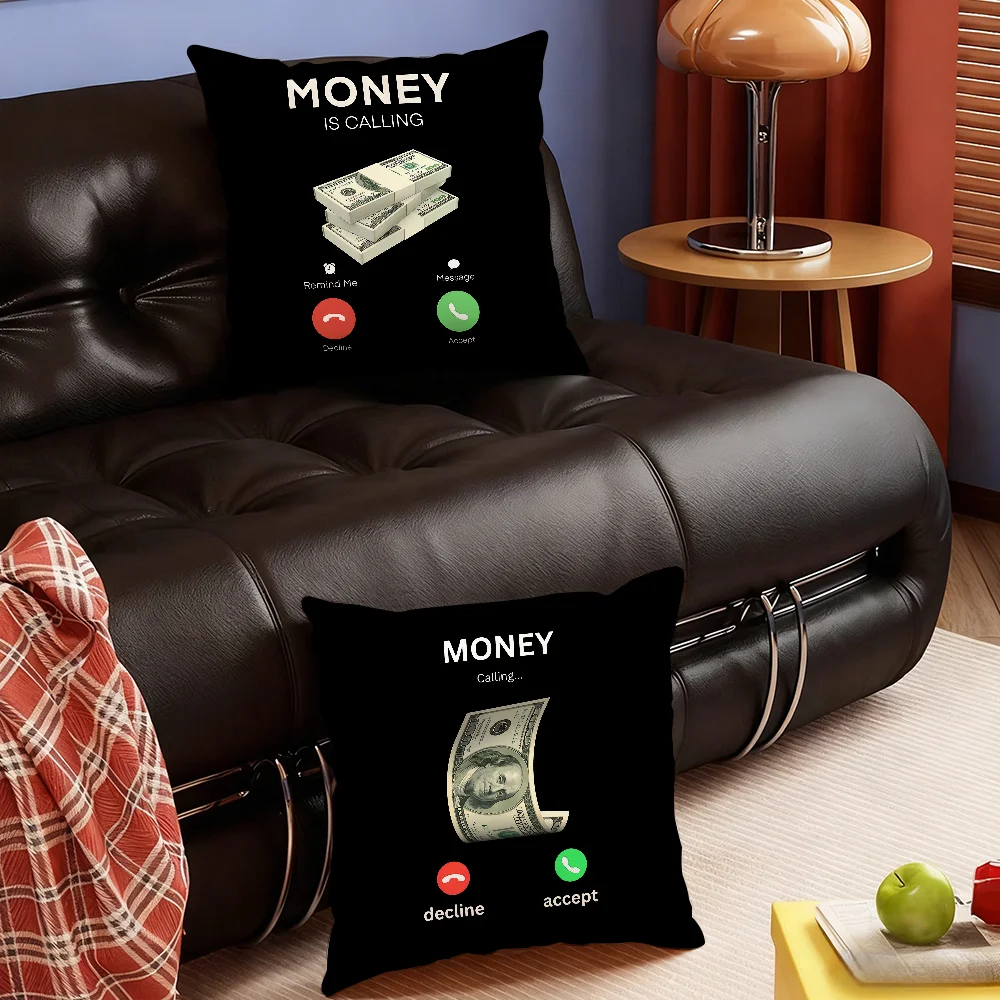 Money Is Calling Pillow Case Sofa Living Room Bedroom Headboard Backrest Square Cushion Nap Time