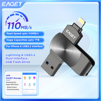 Eaget  USB Flash Drive MFi Lighting to USB 3.2 Pendrive 64GB 128GB 256GB 1TBUSB Memories Stick for IPhone IPad PC Phones Laptops