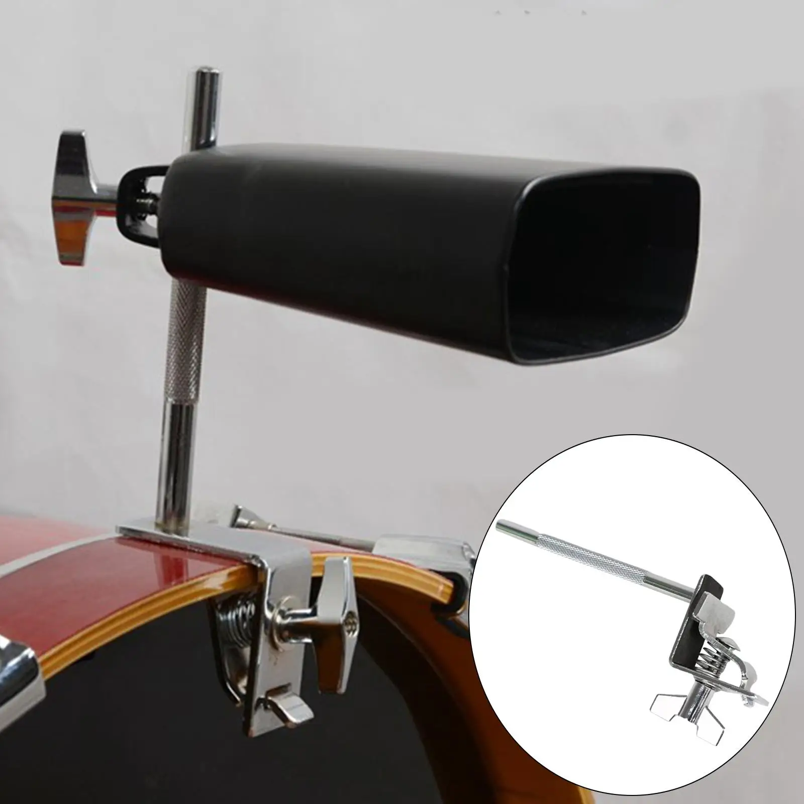 Silver Bass Drum Cowbell Holder Surface Plating Easy Install Durable L Shape Support Bracket for Percussion Assembly Parts