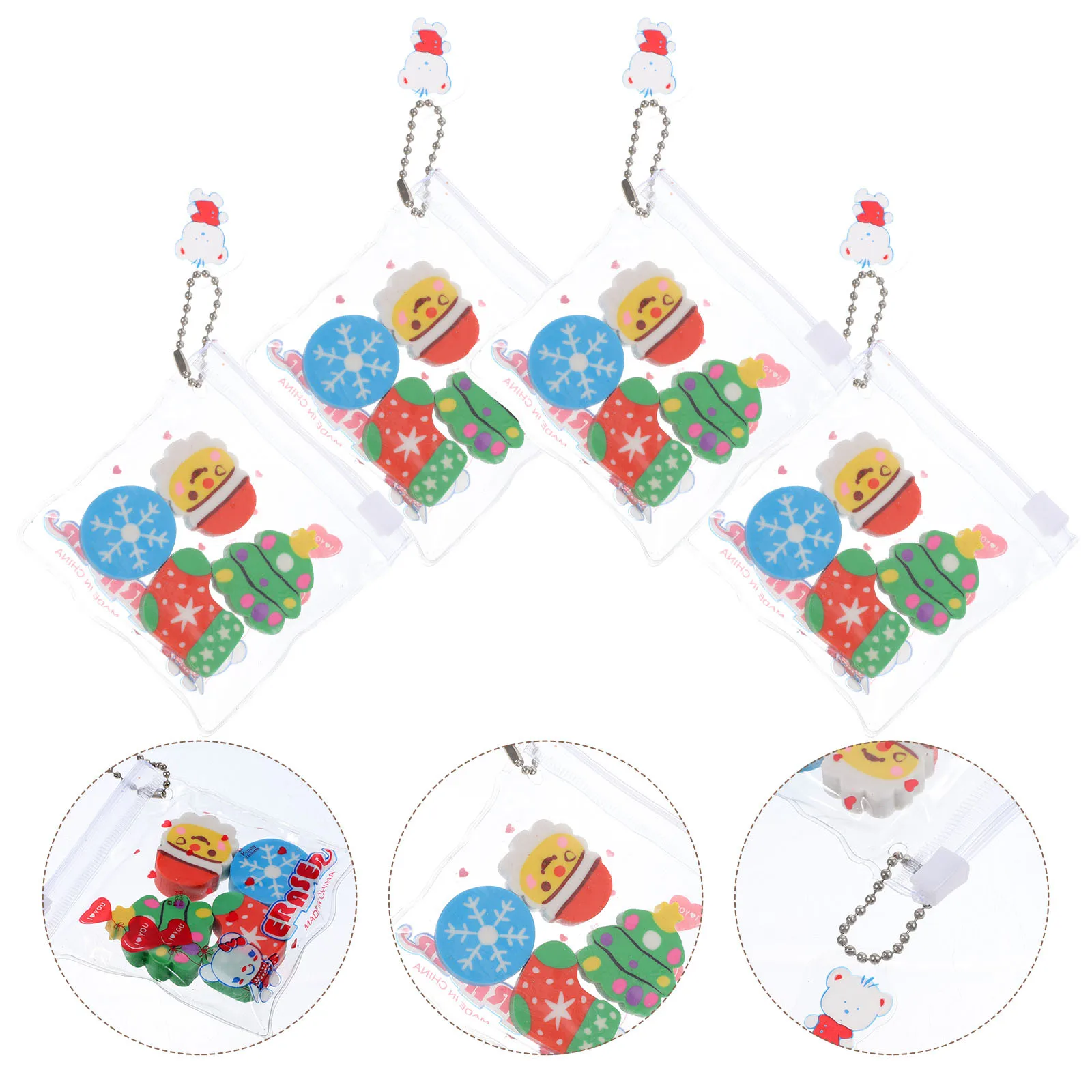 6 ensembles de gommes à thème de noël, Mini dessin animé en forme de noël, Adorable croquis multifonction, cadeaux pratiques et mignons à collectionner