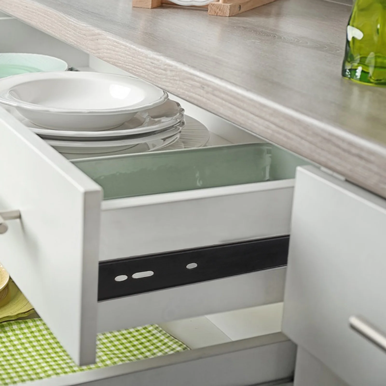 

Cabinet Slide Rail Drawer Furniture Slides Black Guide Steel Plastic ABS Silent Buffering Easy Installation Wall Cabinets