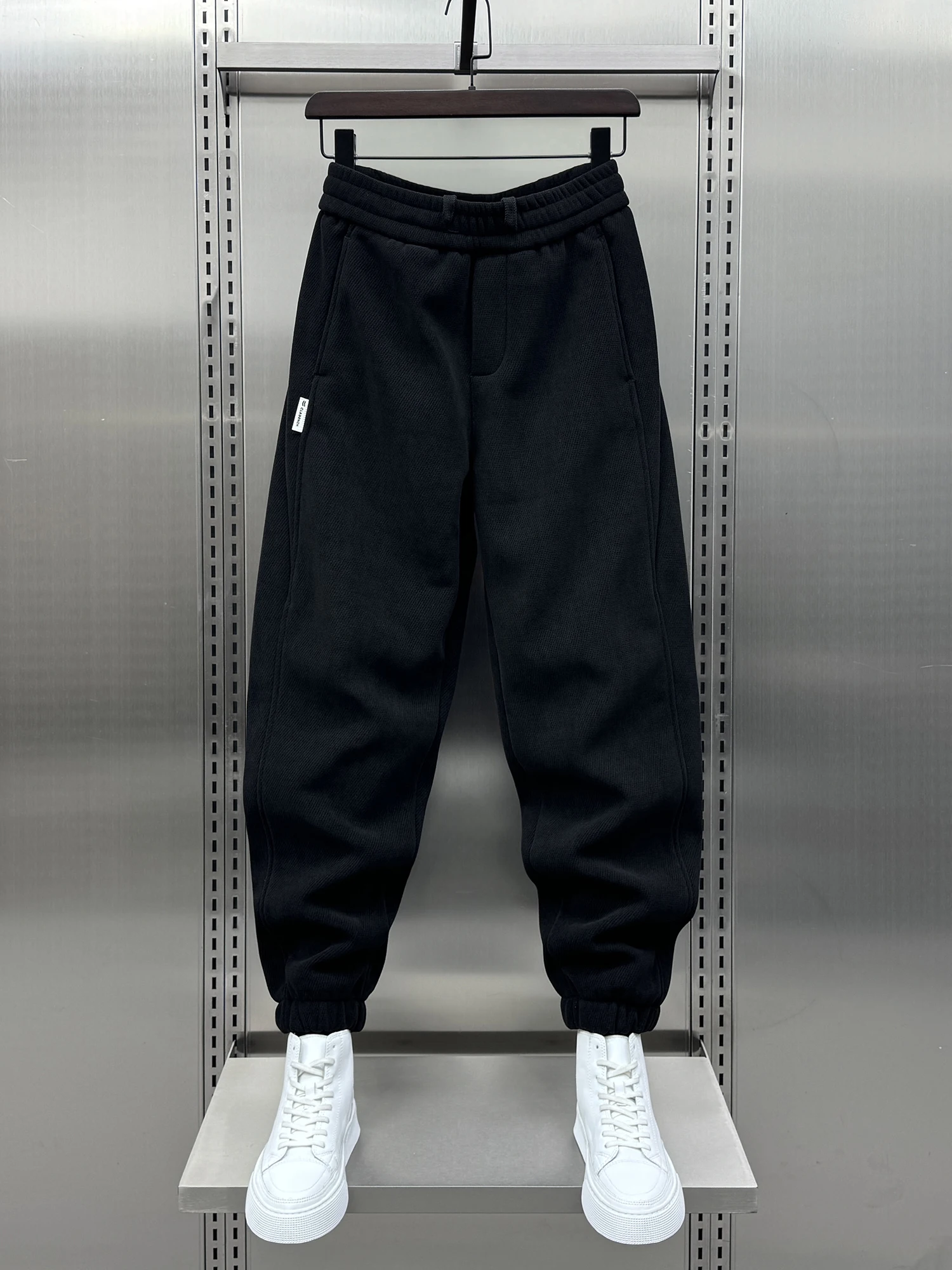 

Мужские утепленные брюки Harlan на флисовой подкладке, черные, повседневные, для похудения, осенне-зимние, новые, модные, свободного кроя, с эластичным поясом