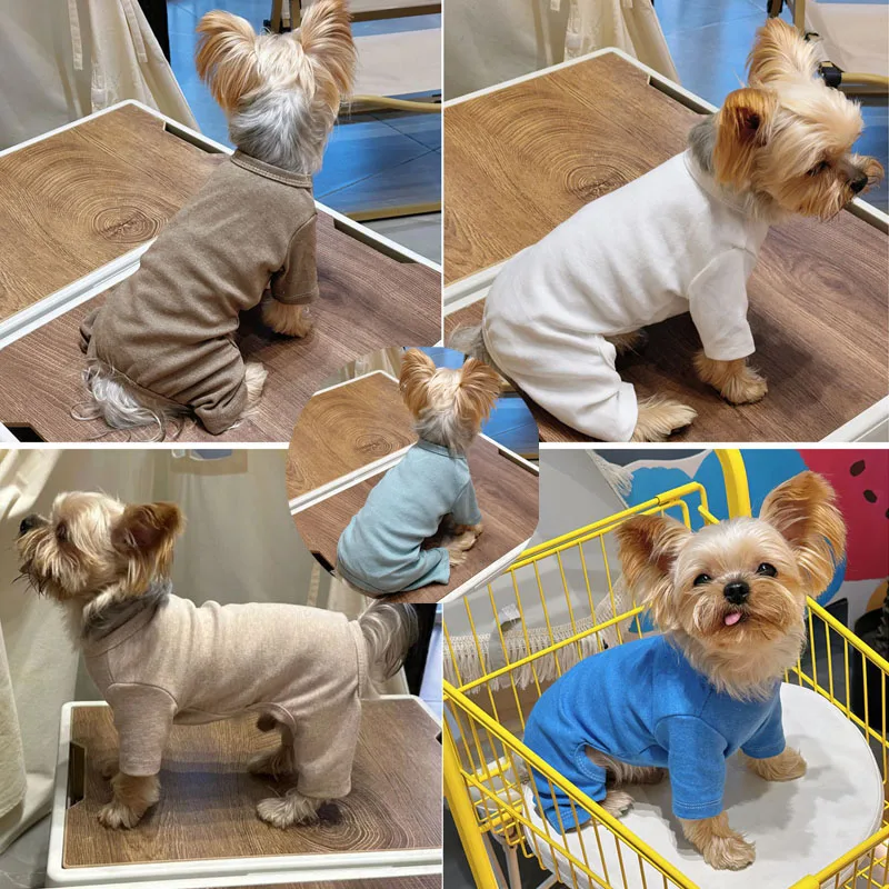 Pure-Cotton Dog Clothes 5 Colors Boy&Girl Dog Pajamas Onesies For Small Medium Dogs Puppy Kitten Jumpsuit Pijamas Chiwawa Yorkie