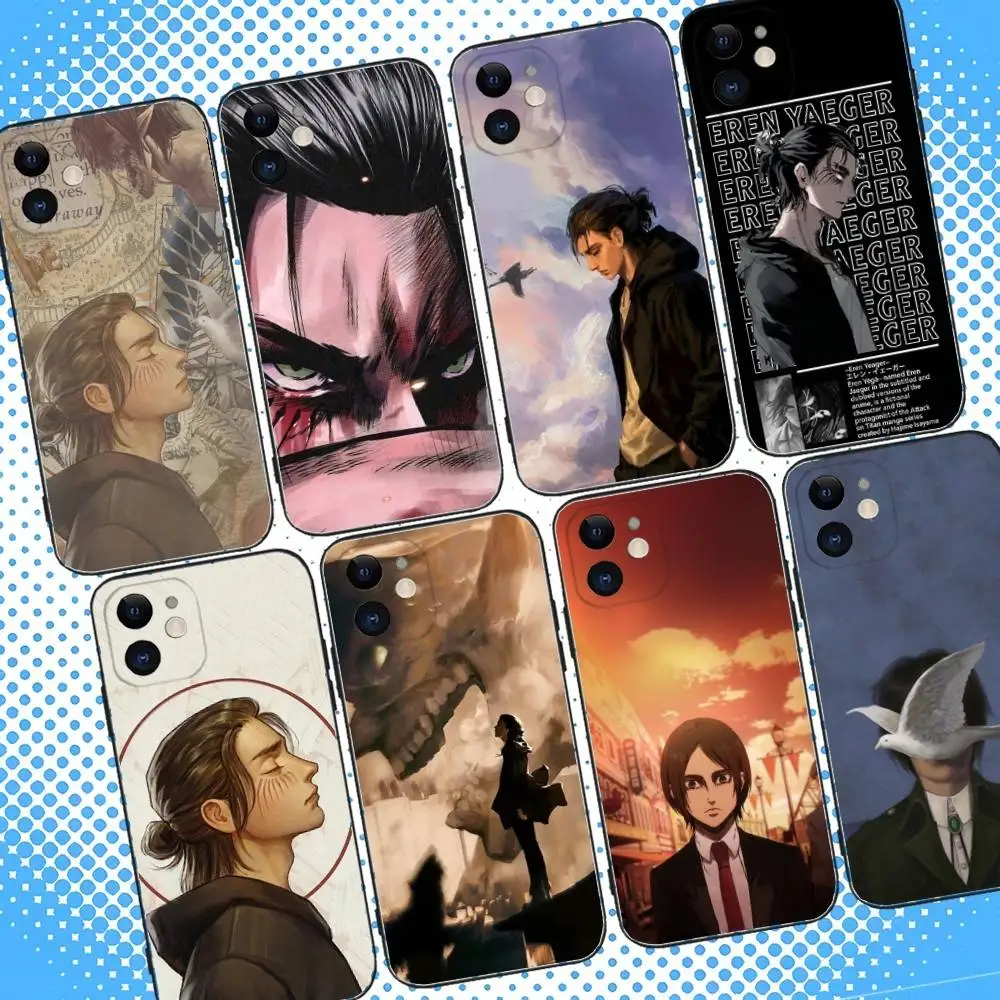

Attack On Titan Eren Yeager Phone Case For iPhone 16,15,14,13,12,11,Pro,Max,Plus,X,XS,XR,SE,8,7,Mini,Soft Silicone Black Case