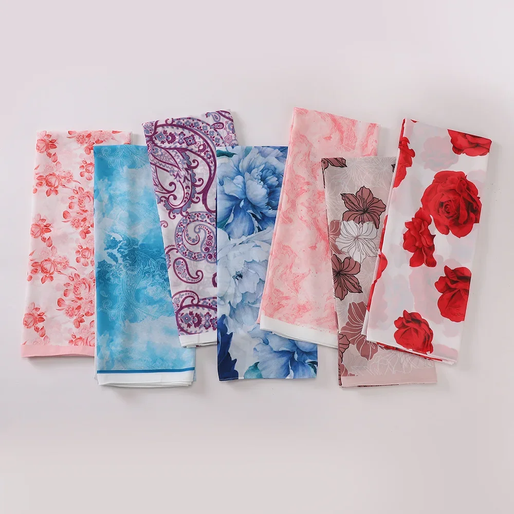 New Fresh Floral Printed Chiffon Hijabs for Woman Shawls Turban Hijab for Women Muslim Fashion Head Scarf Headwraps for Women