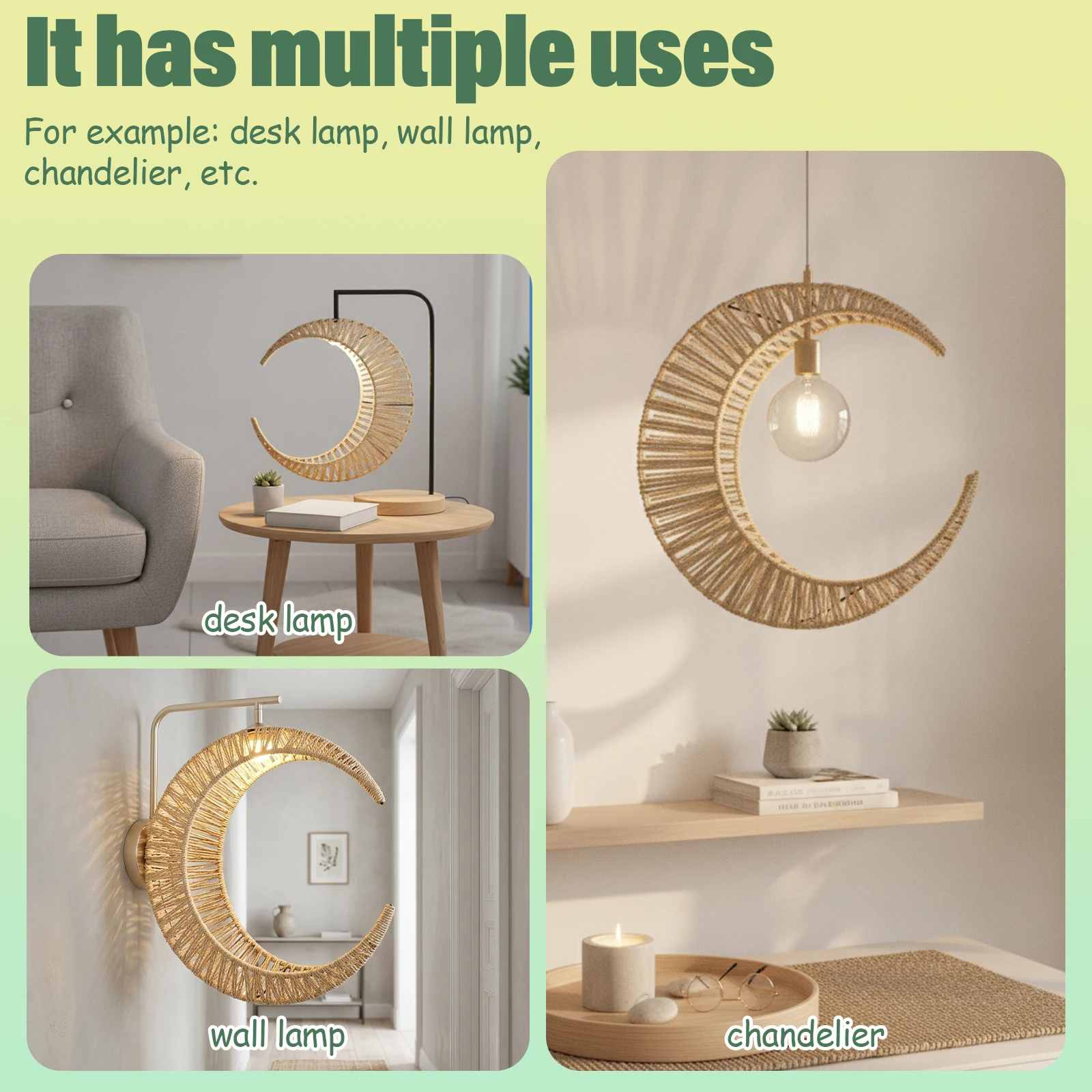 Halvemaanvormige geweven rotan - Wicker Pendant Shade recensie en prijs
