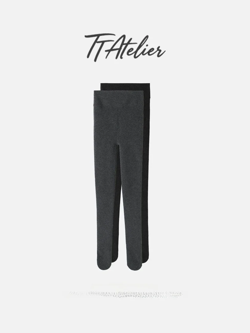 

TT Thiened Fce Lined Faionable Woolen Boting Pants Winter New Sle Warm One-piece Sos High Waist Long P...