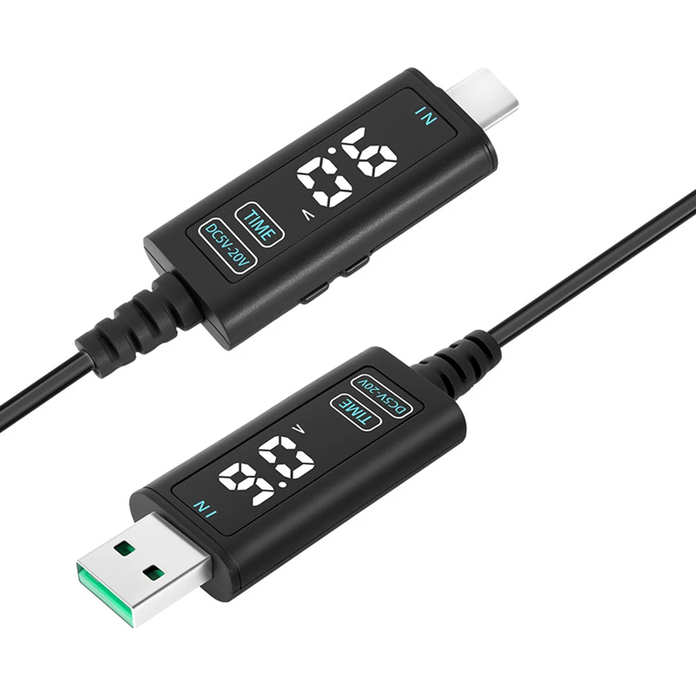 DC 5V 12V 20V Adjustable Voltage Type-C/USB to DC 5.5*2.5mm Boost Cable PD Optical Modem Router Laptop Decoy Fast Charging Cable