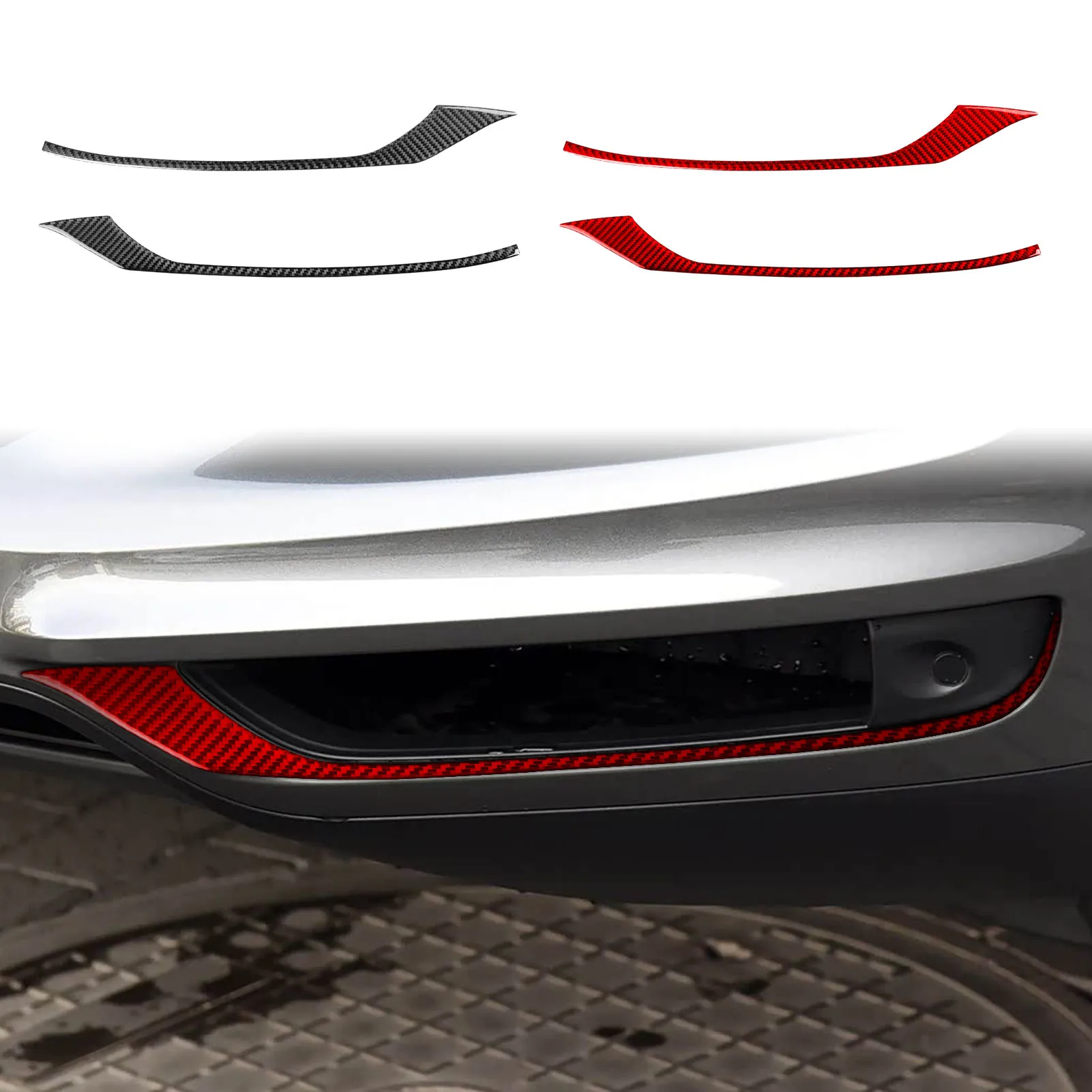 For Porsche Cayenne 9YA 9YB E3 2018-2023 Carbon Fiber Front Bumper Fog Light Trim Strips Car Exterior Decor Accessories Stickers view 4