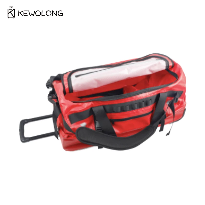 Borsone grande con rotelle impermeabile in PVC da 90 litri per viaggi, campeggio, borsa da traino per salvataggio all'aperto e di emergenza