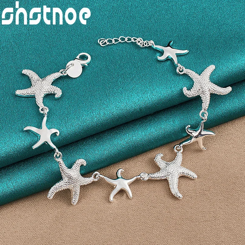

SHSTONE 925 Sterling Silver Starfish Chain Bracelets Fashion Charm Cute Jewelry For Women Party Engagement Wedding Birthday Gift