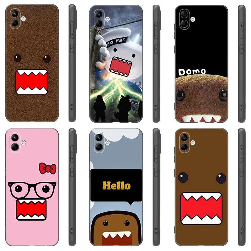 Cute Domo-kun Black Silicone Phone Case For Samsung Galaxy A01 A03 Core A04 E A02 A05 A10 A20 A21 A30 A50 S A6 A8 Plus A7 2018