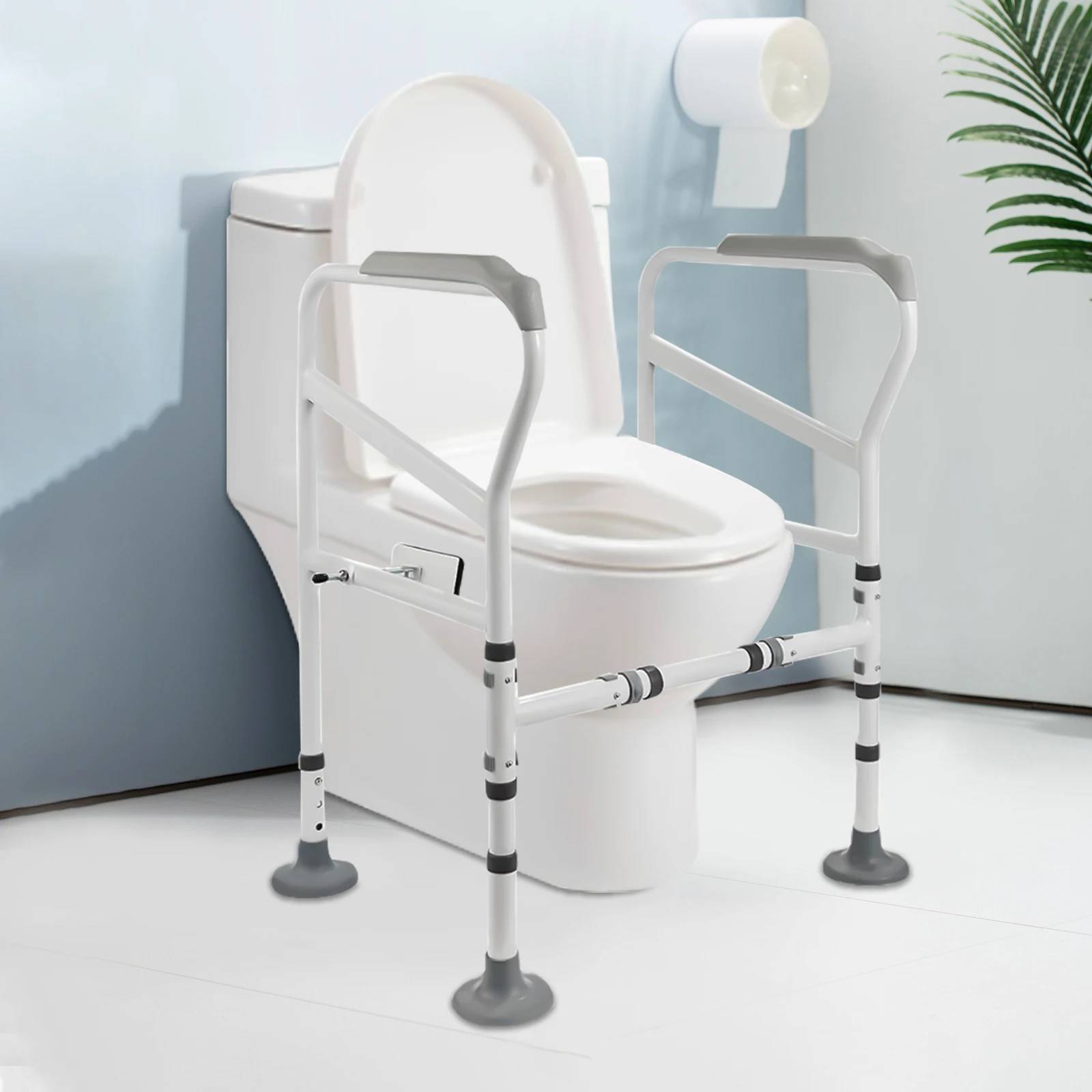 Toilet Support Frame 100 kg Toilet Frame Standing Aid Safety Adjustable White For Pregnant Women, Elderly People