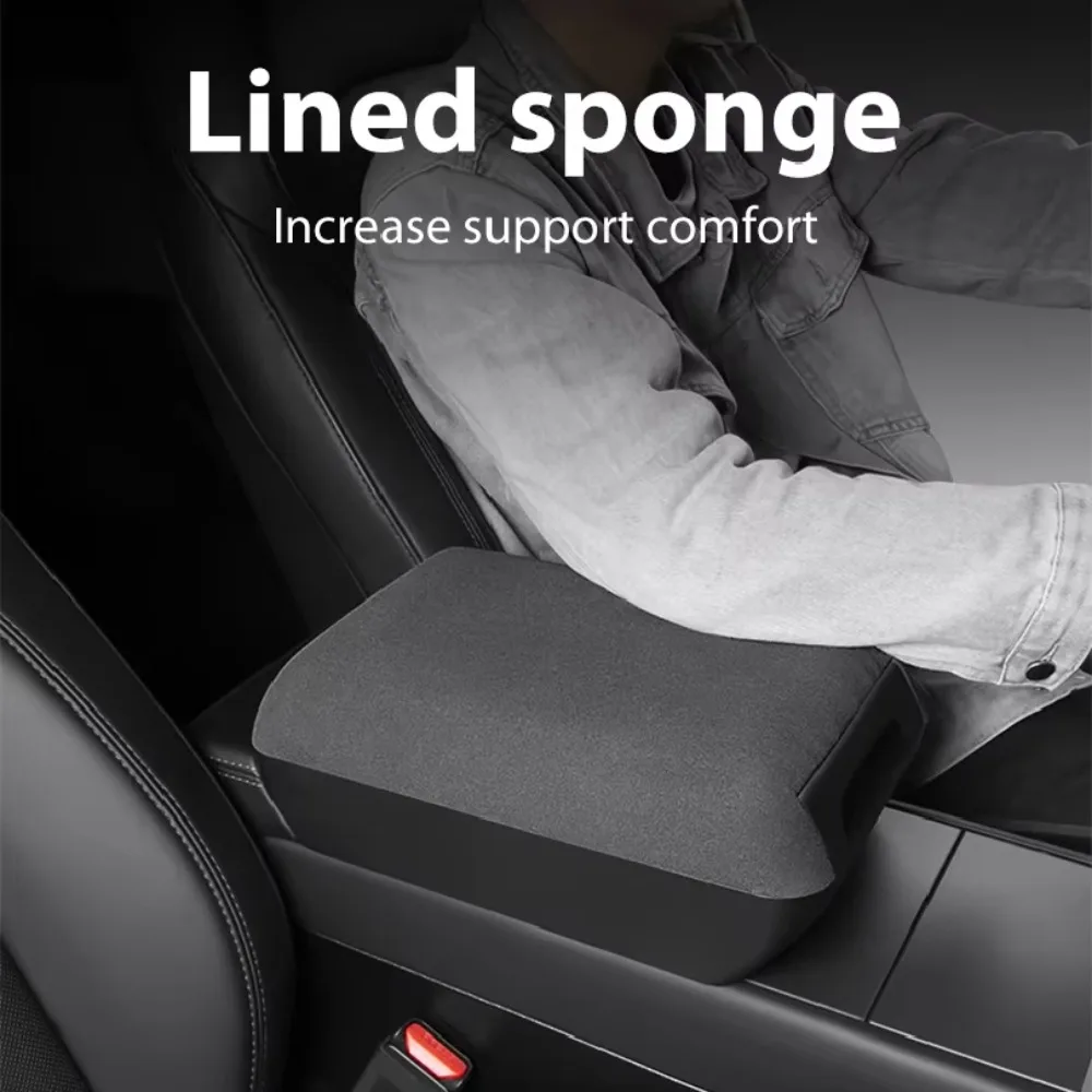 For Tesla Model Y Juniper YL Model 3 Highland Suede Armrest Box Height‑Increased Cover Hidden Storage Box Center Console Organiz
