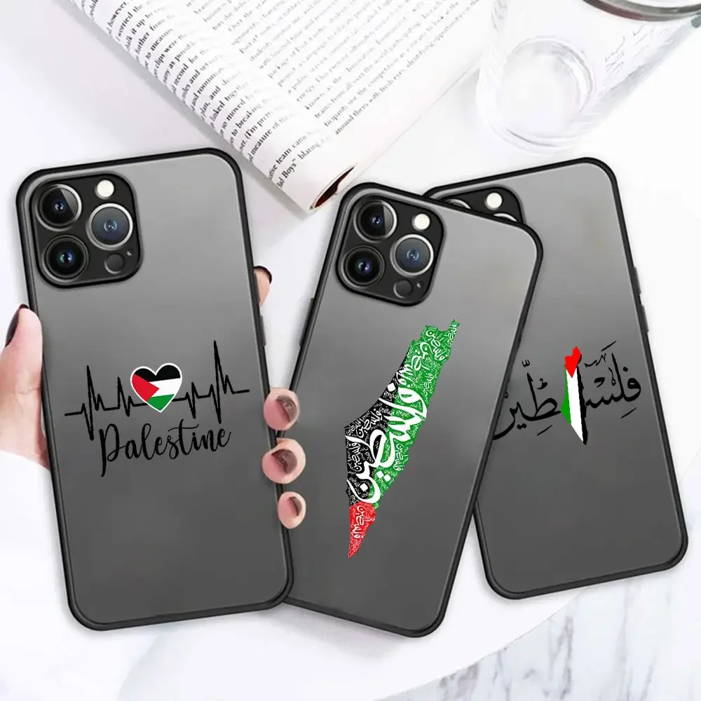 Matte Transparent Phone Case Palestine Flag Map Passport For Samsung S23 S22 S21 S20 S10 FE Note 2010 Plus Ultra Lite 5G Cover