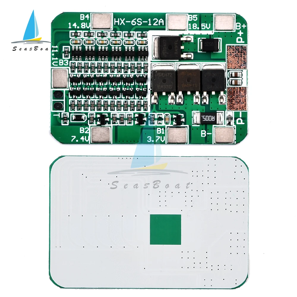 6S 12A 15A 22V PCB BMS لوح حماية ل 6 حزمة 18650 ليثيوم أيون خلية بطارية ليثيوم وحدة
