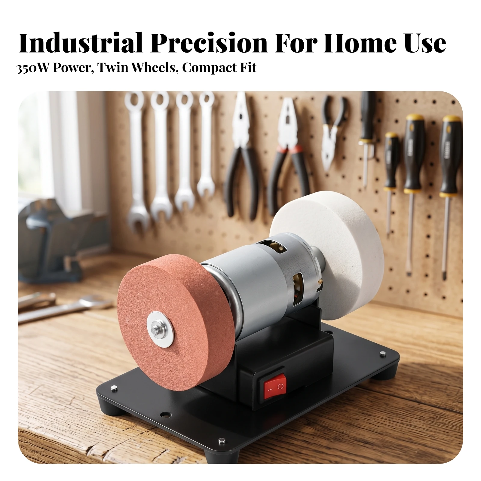 Electric Bench Grinder Compact Tabletop Grinder Electric Grinding Machine twinWheel Mini Grinding Machine Non-Slip for DIYers
