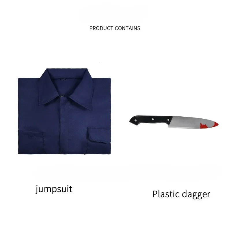 КосплейHorror Movies Хэллоуин MichaelMyers Films Костюм Косплей Хэллоуин Combinaisons Bleu Foncé Vêtements De Travail Accesso