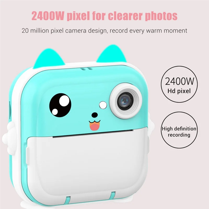 16G Memory Children Mini Camera HD Digital Photography Camera Instant Print Camera for Girl Christmas Gift Pink