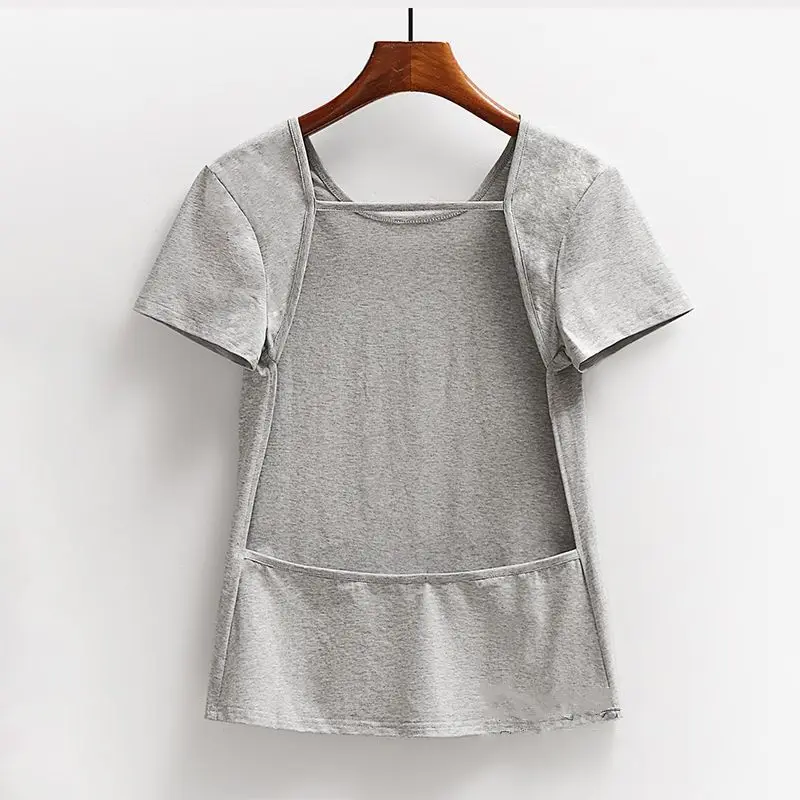 Sexy Backless Short Sleeve Yoga T-Shirt Women's Pilates Dance Sport Pure Color Slim Fit Summer Top Polyester Fabric