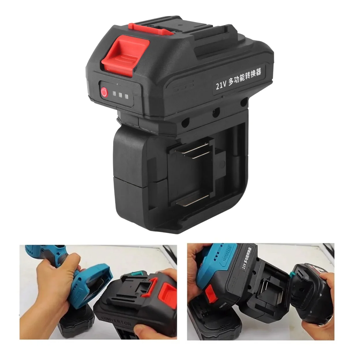 2 in 1 Battery Converter for Makita Impact Drill Wrench Screwdriver Worklight One-To-Two Battery Converter with USB Port