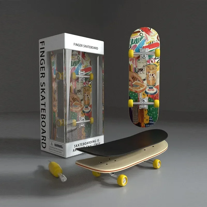 Houten vingerskateboard, mini-skateboard met esdoornpedalen en lichtmetalen lagerwielen, leuk verzamelspeelgoed voor skateboardfans