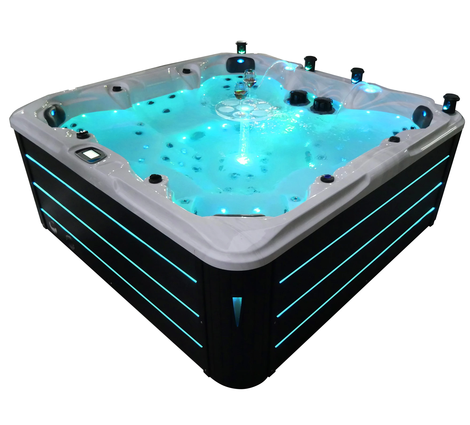 Custom 7 Person 105 Pcs Jets Whirlpool Hot Tub For Sale Outdoor Spa Balboa Jacuzzier Outdoor Spa Luxury Spa Tub With LED Ligjts