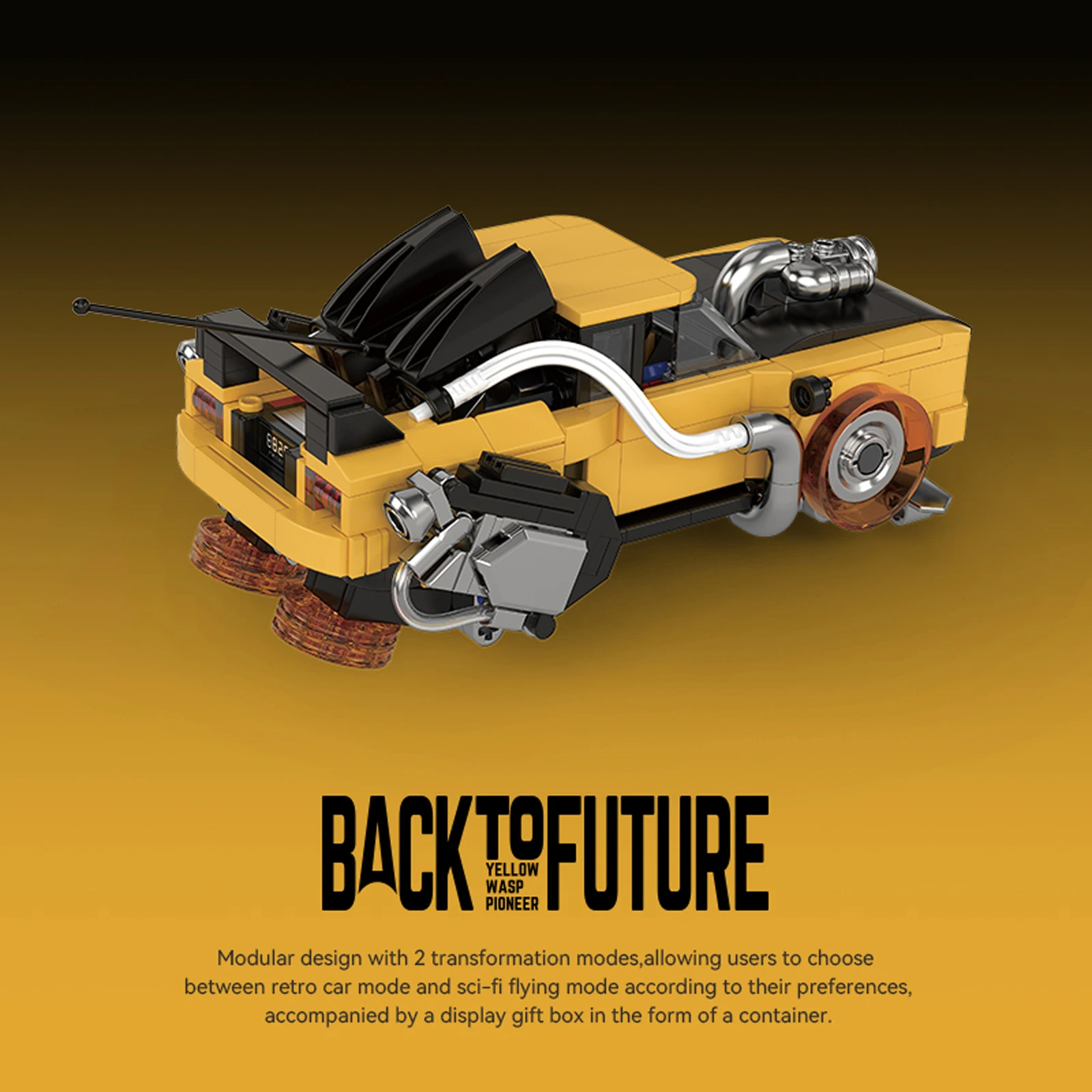 583pcs Yellow Lightning 8-Grid Small Car Model Building Blocks Set for Kids Educational Toy