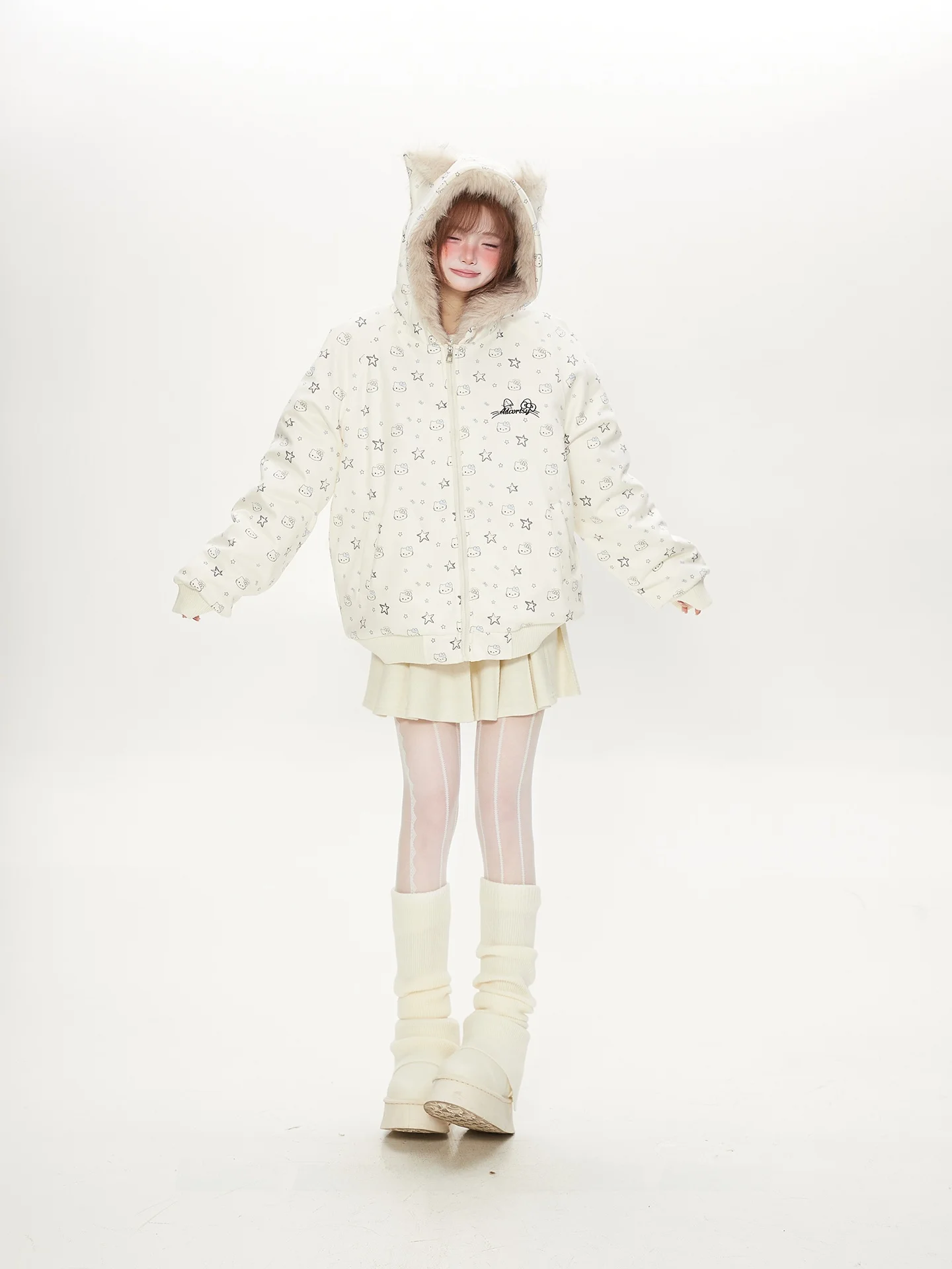 

Утепленная хлопковая куртка Sweet Plu с капюшоном и принтом орла для женщин, зимняя, повседневная, свободного кроя, на молнии