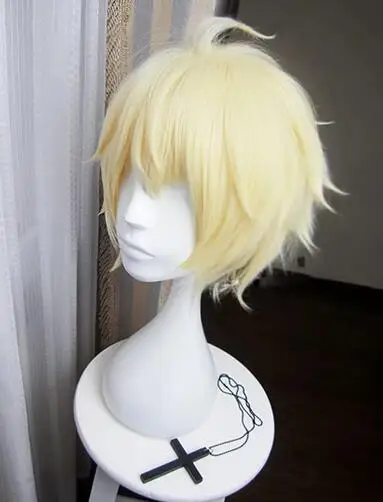 Anime Seraph of the End Owari no Seraph Wigs Mikaela Hyakuya Wig Short Blonde Synthetic Hair Cosplay Wig