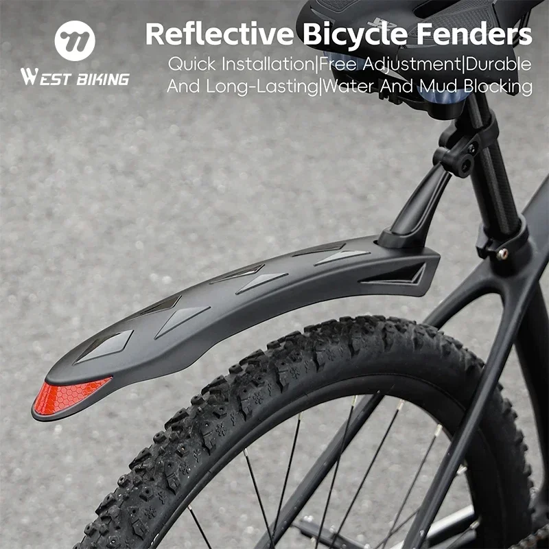 

WEST BIKING 26/27.5 Inch Mountain Bike Fenders Set Adjustable MTB Rear Mudguard With Safety Reflective Sheet Front Mud Flaps