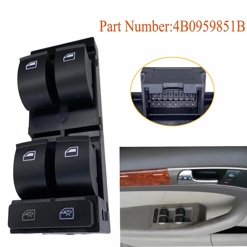 

for Audi A6 S6 C5 RS6 1998-2004 Front Left Driver Master Window Switch Electric Control Lifter Button 4B0959851B Car Accessories