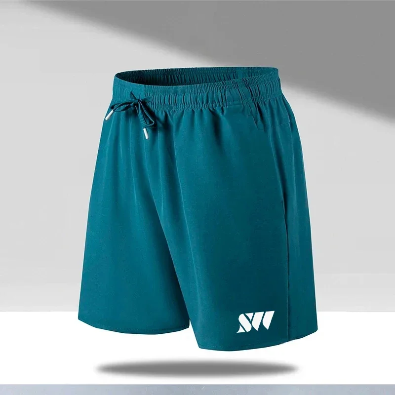 2024 New Summer Men\'s Sports Shorts Tennis Training Shorts Breathable Mesh Drawstring Beach Pants Large Size Badminton Clothing