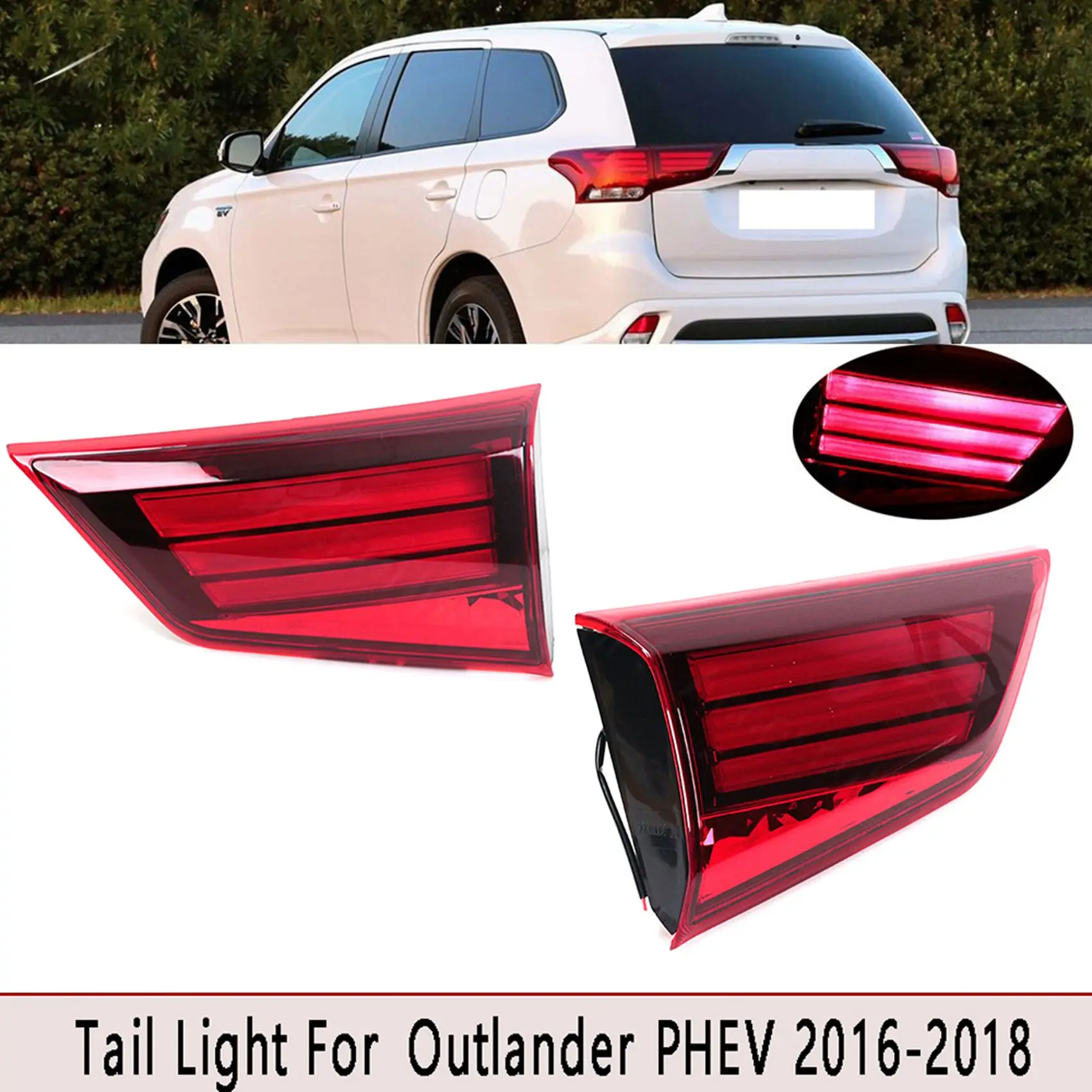 Esquerda interna led luz de nevoeiro traseira invertendo luzes conjunto luz traseira para mitsubishi outlander phev 2016 2017 2018