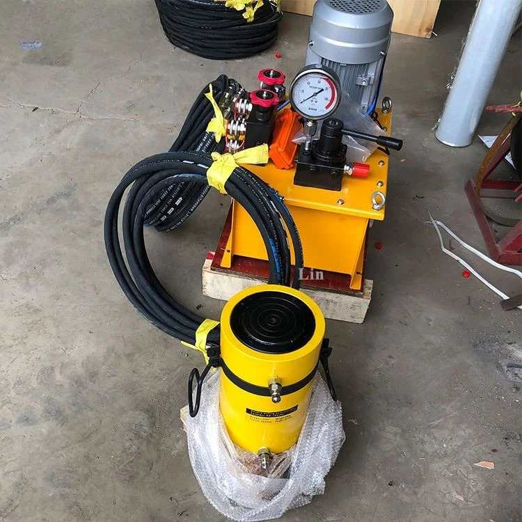 CE certified 100T 200 ton synchronous lifting system hydraulic jack, equipped with 700 bar high pressure oil pump