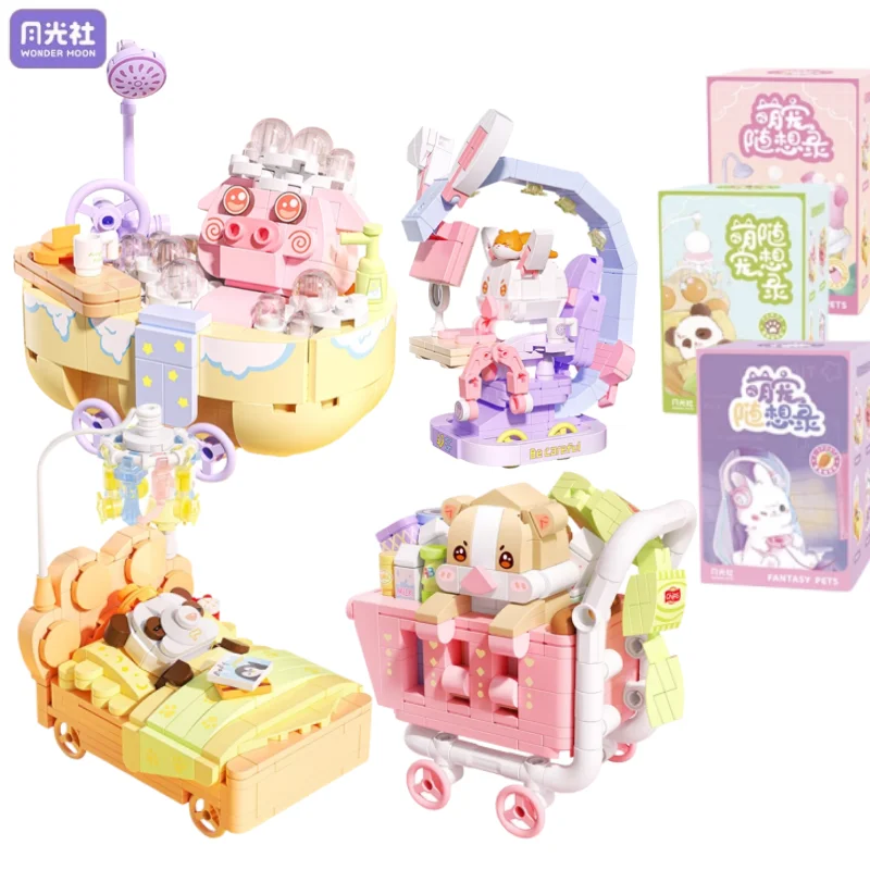 

WONDER MOON Pet Themed Small Particle Building Block Assembly DIY Puzzle Toy Model Desktop Ornaments Car Mounted for Girls Gift